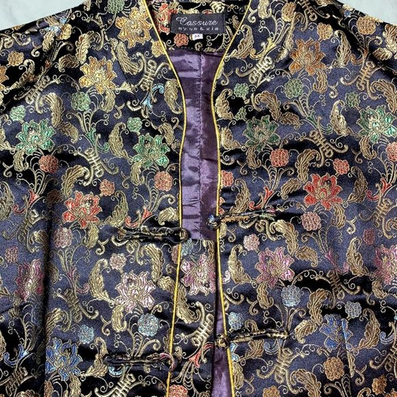 VINTAGE Cassure embroidered asian chinoiserie vest - Picture 7 of 8